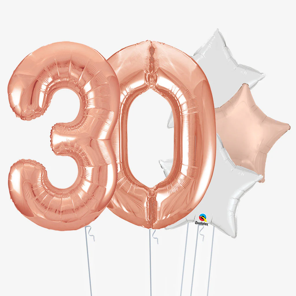 Rose Gold Stars & Number Balloons - Image 3